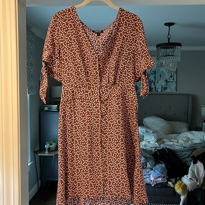 Burgundy polka dot dress from express